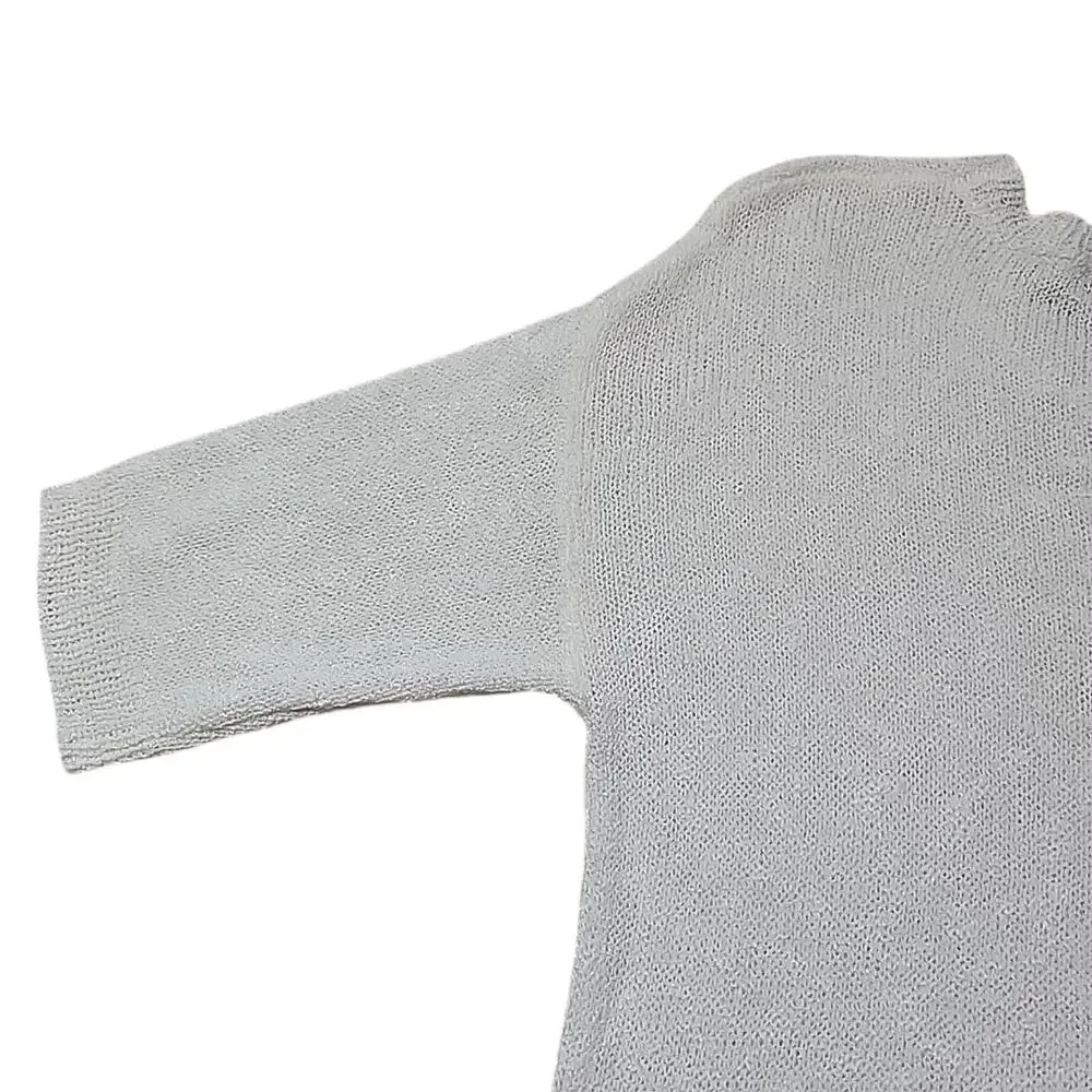 Women's United States Sweaters Open Knit Micro Crochet Knot Tied L Cream White